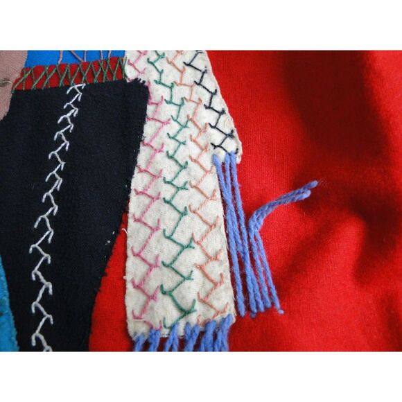 Vintage 40s jacket Wool Medium LOPEZ  MEXICO Embellished FELT Couple On Back Red - Picture 8 of 12